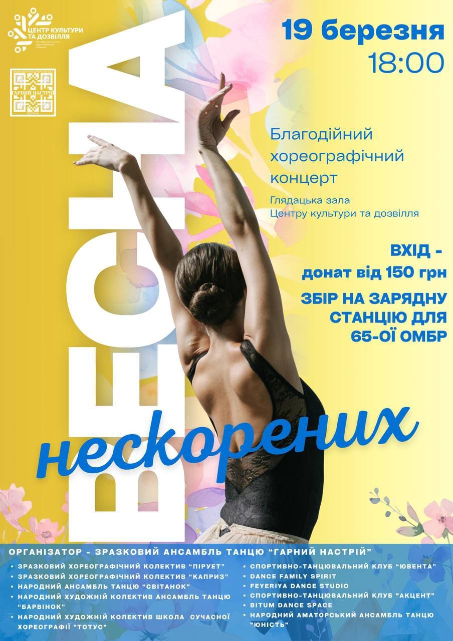 Весна нескорених: ЦКД запрошує на благодійний концерт